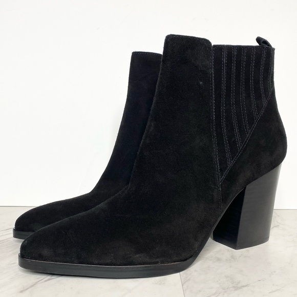 New! Marc Fisher Alva Black Suede Heeled Bootie 11 - Picture 1 of 11